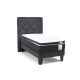 Cama Europea Duo Pocket + Topper + Respaldo Capitoné 1.5 Plaza Plus