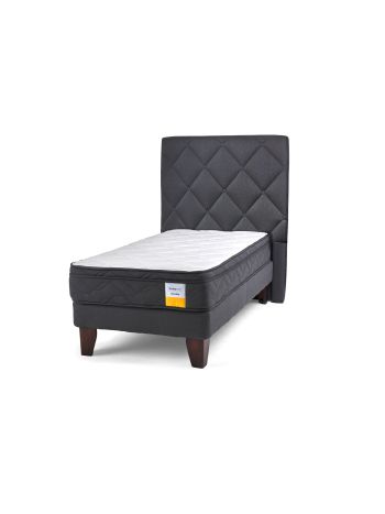Cama Europea Eurotop + Respaldo Capitoné 1 Plaza