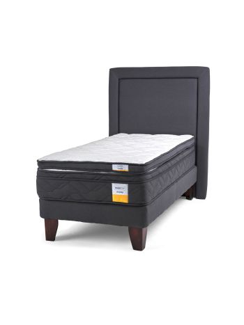 Cama Europea Eurotop + Topper + Respaldo 1 Plaza