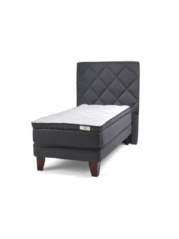 Cama Europea Hybrida + Respaldo Capitoné 1 Plaza