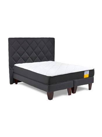 Cama Europea Funcional 2 Plazas  Plus + Respaldo Capitoné
